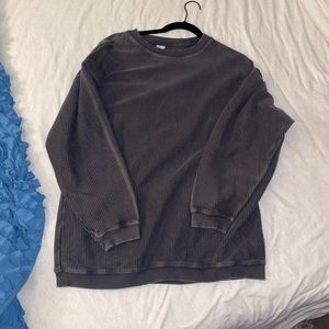Aerie Oversized Crewneck Sweatshirt- Ribbed  Charcoal